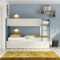 Etagenbett Fleur mit Schubladen - blau