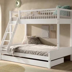 Etagenbett Forrest 3-Sitzer - 90x200 und 140x200 - mit Bettkasten - Weißbuche
