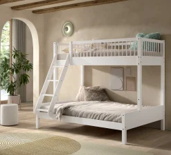 Etagenbett Forrest 3-Sitzer - 90x200 und 140x200 - mit Bettkasten - Weißbuche