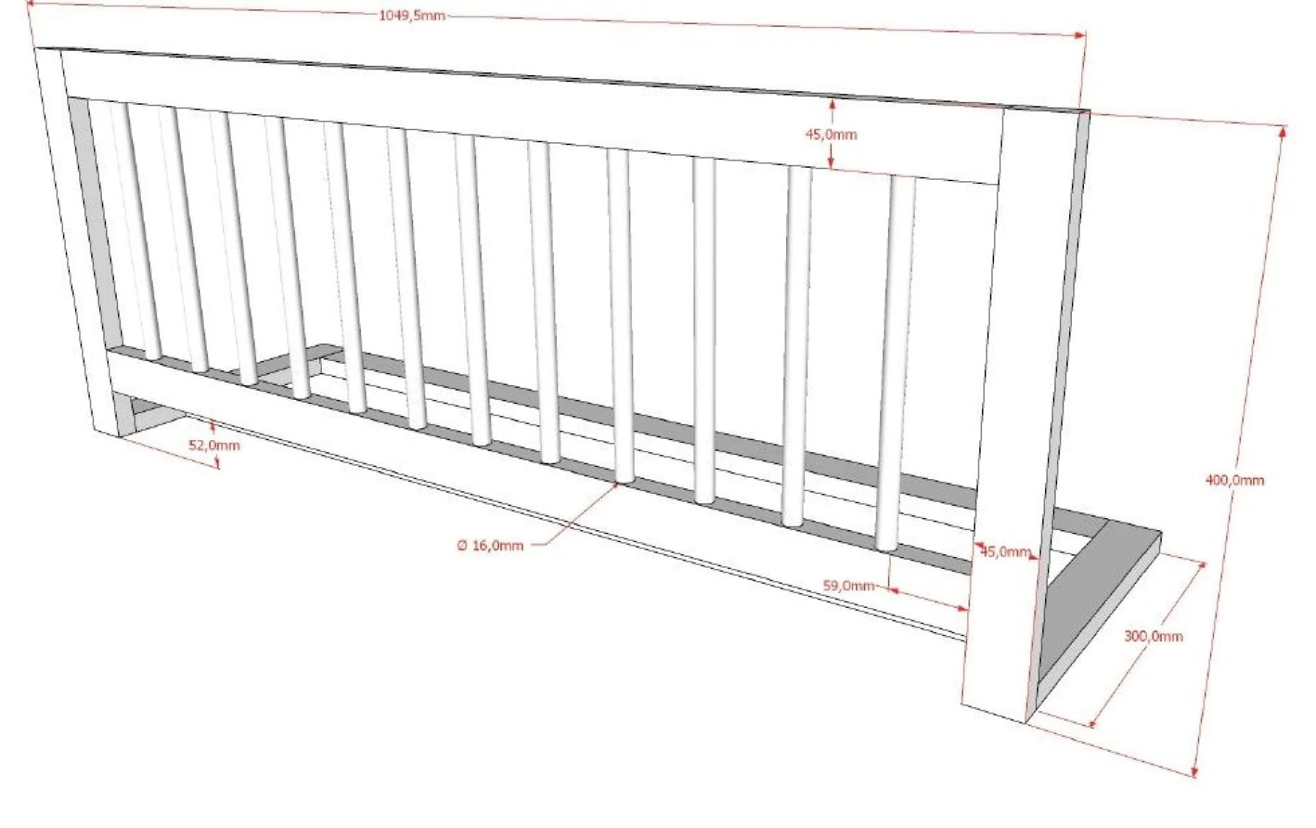 Etagenbett Forrest 90x200cm mit Bettgitter - Buche