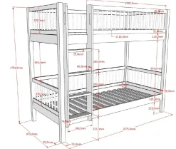 Etagenbett Forrest 90x200cm mit Bettgitter - Buche