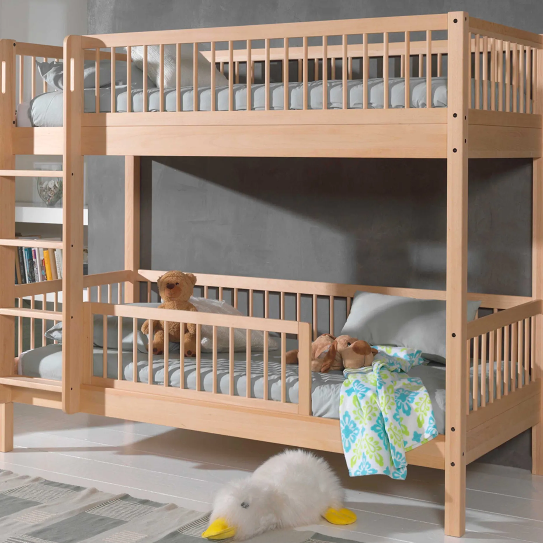 Etagenbett Forrest 90x200cm mit Bettgitter - Buche