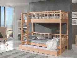 Etagenbett Forrest 90x200cm mit Rollbett - Buche Massivholz