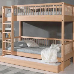 Etagenbett Forrest 90x200cm mit Rollbett - Buche Massivholz