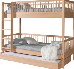 Etagenbett Forrest 90x200cm mit Rollbett - Buche Massivholz
