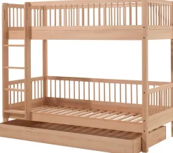 Etagenbett Forrest 90x200cm mit Rollbett - Buche Massivholz