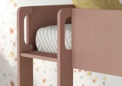 Etagenbett Jip mit Schrank & Schubladen - 90x190cm - Eiche/weiß/altrosa