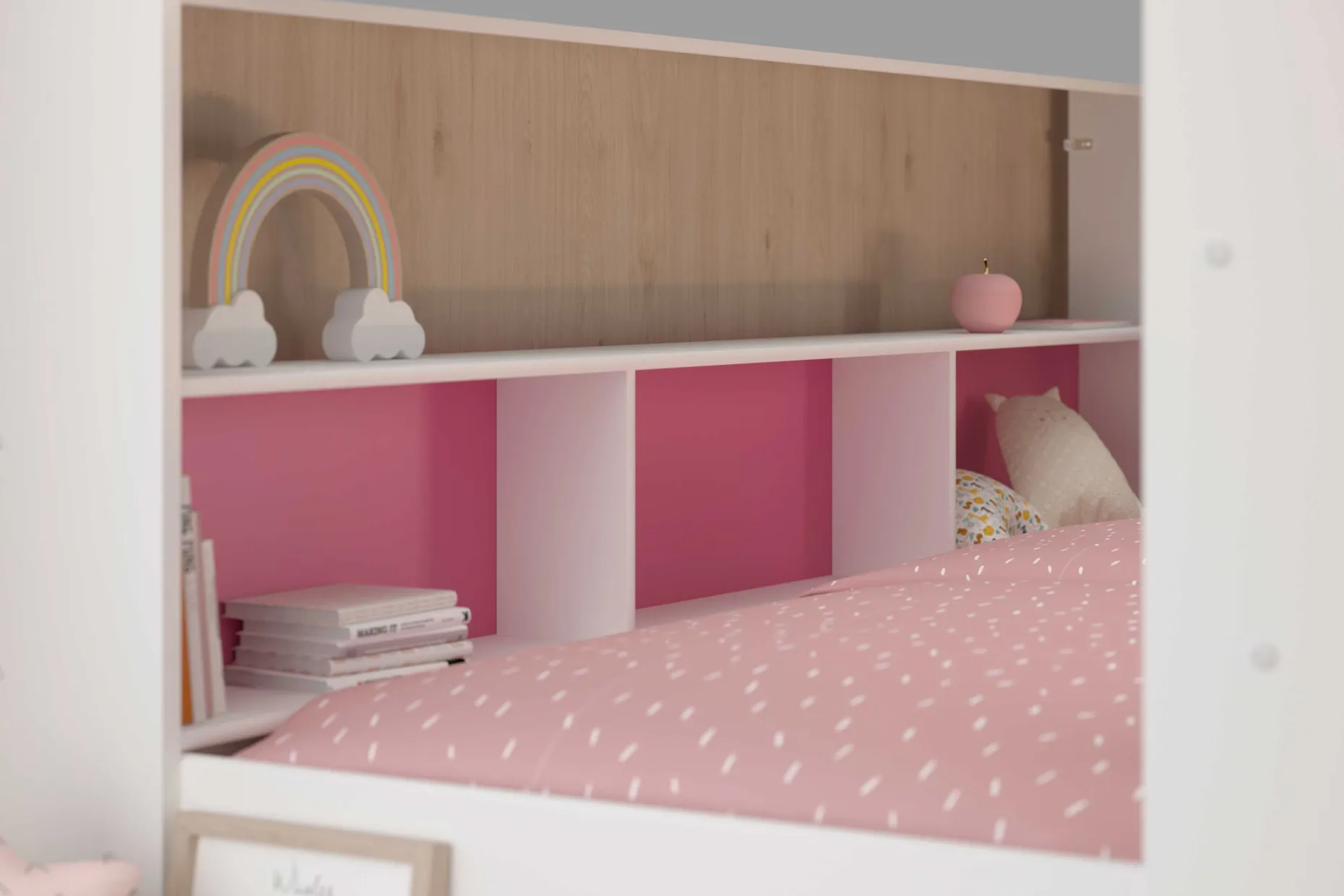 Etagenbett Leo inkl. Matratzenauflagen - Blau / Rosa