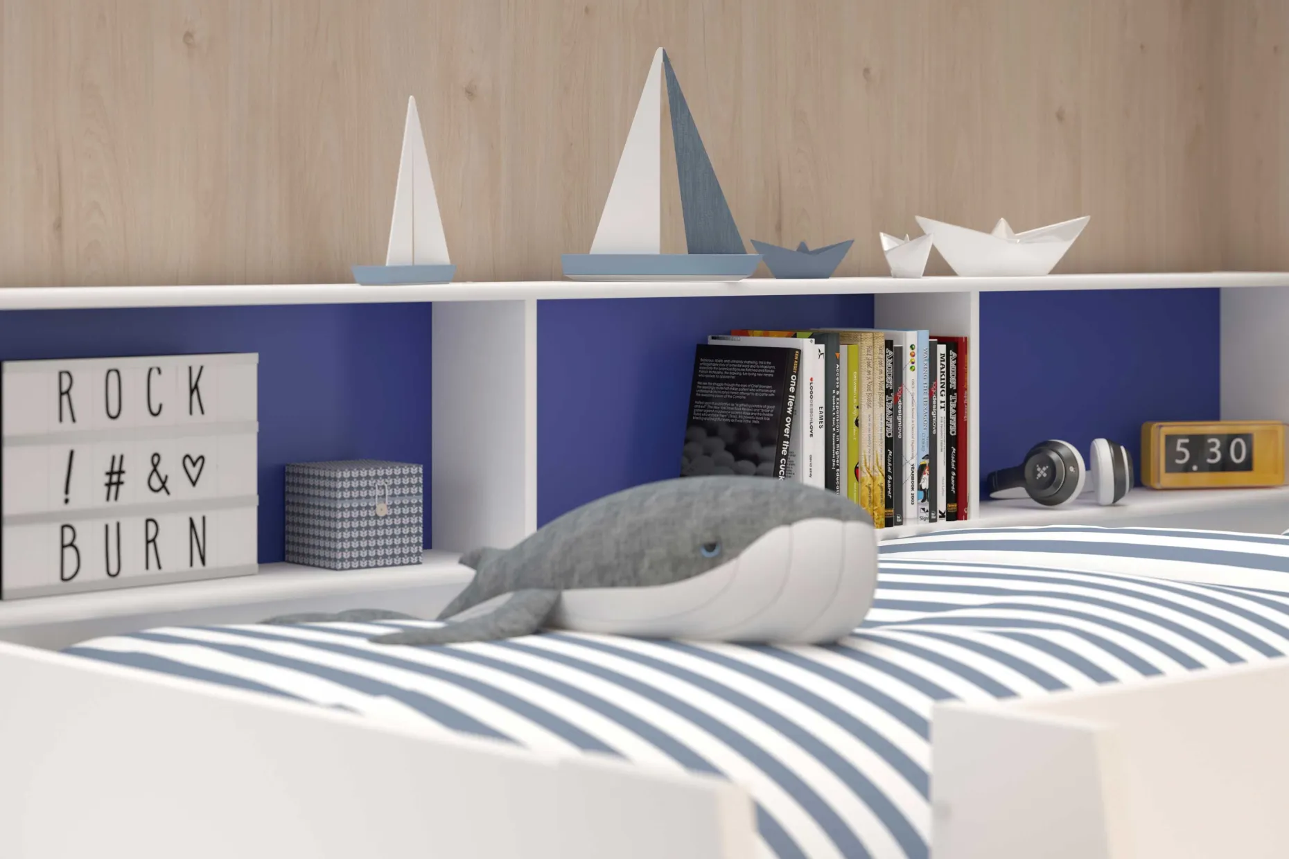 Etagenbett Leo inkl. Matratzenauflagen - Blau / Rosa