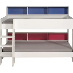 Etagenbett Leo 90x200cm mit Bettkasten - weiß/blau/rosa