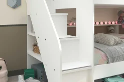 Etagenbett Lester 90x200 mit Stauraum - weiß/Eiche