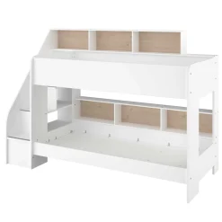 Etagenbett Lester 90x200 mit Stauraum - weiß/Eiche