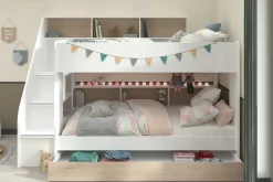 Etagenbett Lester 90x200 mit Stauraum - weiß/Eiche