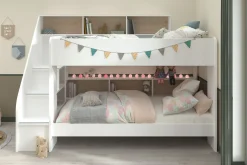 Etagenbett Lester 90x200 mit Stauraum - weiß/Eiche