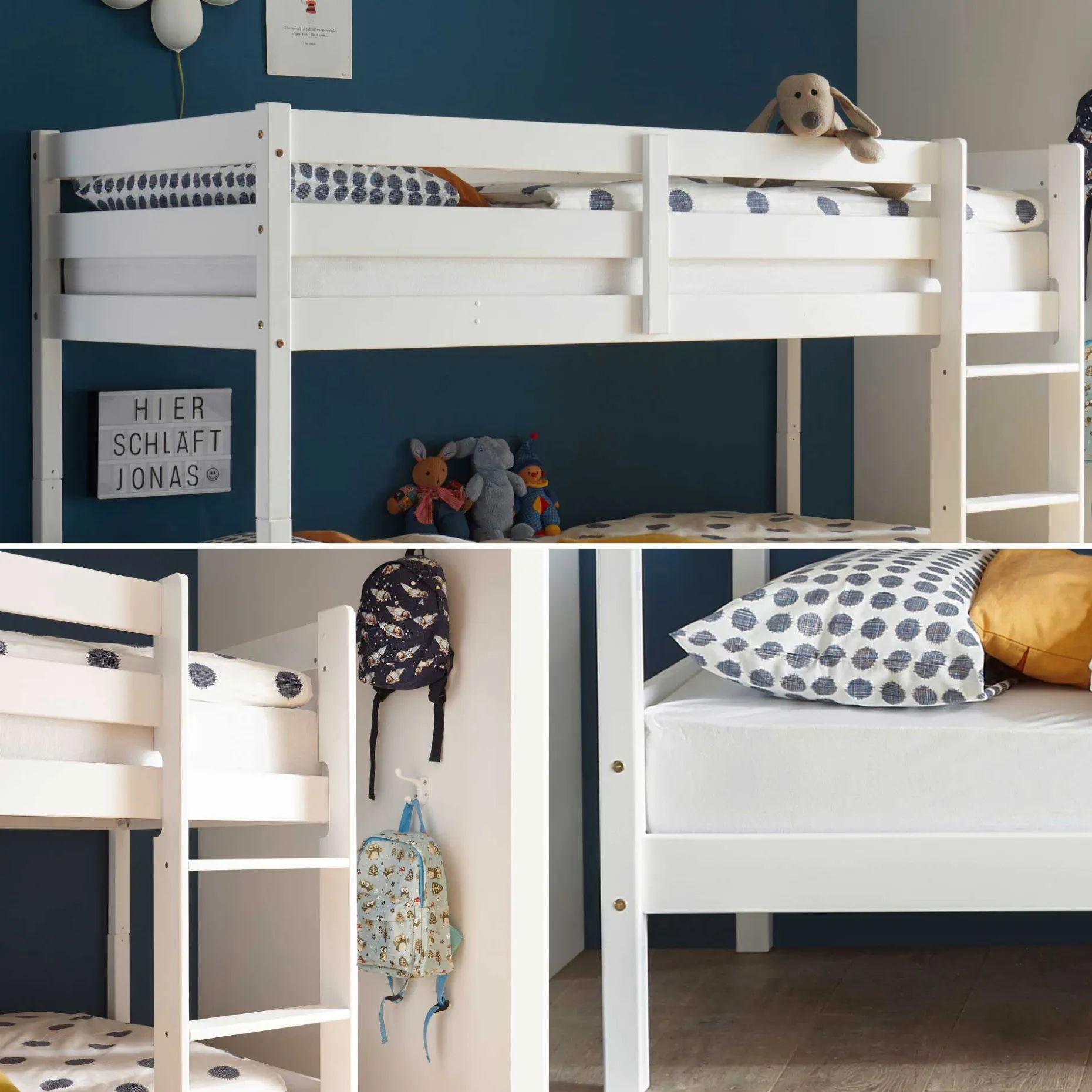Etagenbett Maren 90x200 - mit Lattenrosten - weiß