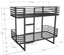 Etagenbett Oscar - 90x200cm - schwarz