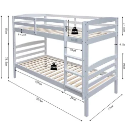 Etagenbett Roy 90x200 | teilbar | Kiefer weiß