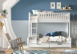 Etagenbett Scottie mit 3 Schlafgelegenheiten und 2 Schubladen - weiß