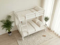 Etagenbett Sven - 90x200 & 140x200cm - 3 Personen – massives Kiefernholz - weiß