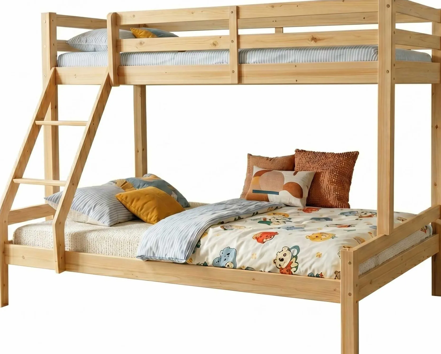 Etagenbett Sven - 90x200 & 140x200cm - 3 Personen – massives Kiefernholz