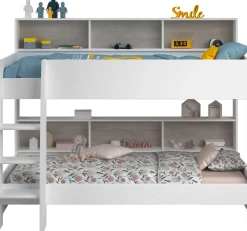 Etagenbett Taylor 90x200 - mit Stauraum - weiß /grau