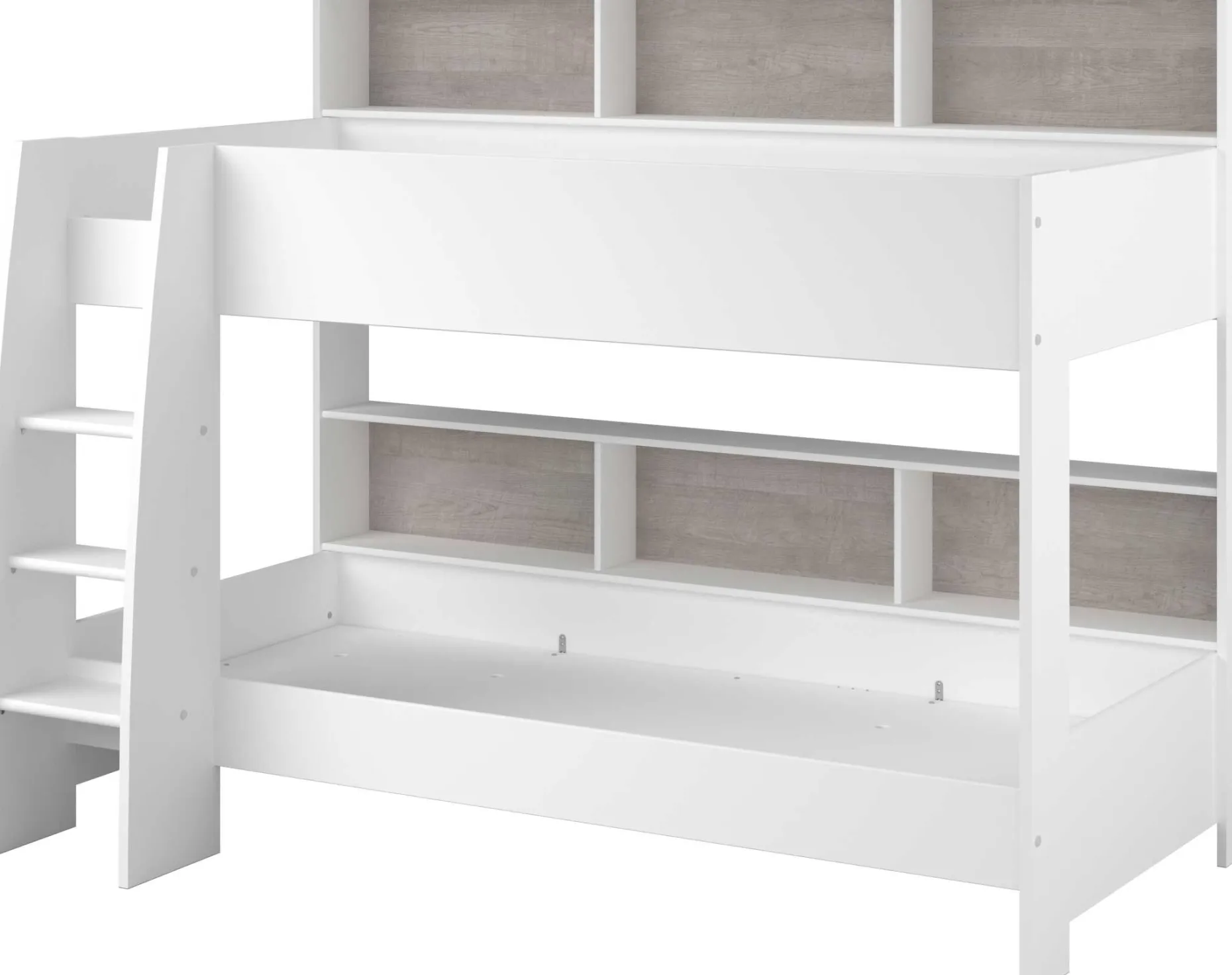 Etagenbett Taylor 90x200 - mit Stauraum - weiß /grau