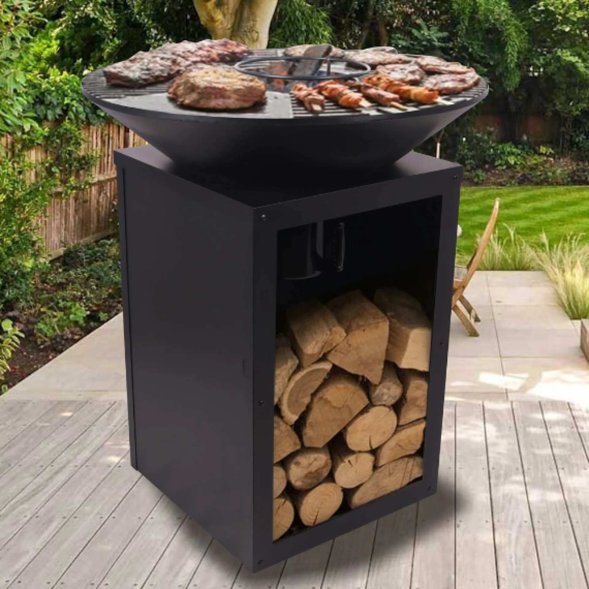 Sens-Line Feuerschale Evelyn mit Grill - 80x80x92 cm -