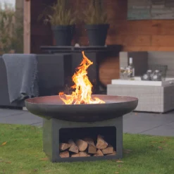 Redfire Feuerschale mit Holzlager Uma 80cm Stahl -