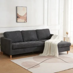 House Nordic Firenze Dunkeles Sofa mit Naturholzbeinen