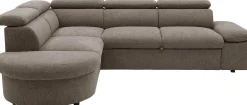 PGS Firenze Ecksofa links - mit Bettfunktion - kastaniener Stoff