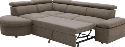 PGS Firenze Ecksofa links - mit Bettfunktion - kastaniener Stoff