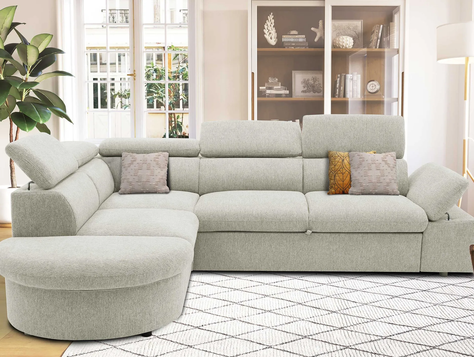 PGS Firenze Ecksofa links - mit Bettfunktion - Stoff