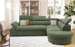 PGS Firenze Ecksofa rechts - mit Bettfunktion - Stoff oliv