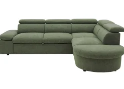 PGS Firenze Ecksofa rechts - mit Bettfunktion - Stoff oliv