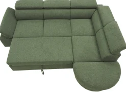 PGS Firenze Ecksofa rechts - mit Bettfunktion - Stoff oliv