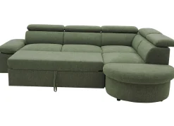 PGS Firenze Ecksofa rechts - mit Bettfunktion - Stoff oliv