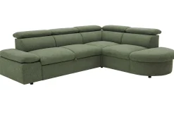 PGS Firenze Ecksofa rechts - mit Bettfunktion - Stoff oliv