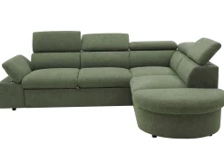 PGS Firenze Ecksofa rechts - mit Bettfunktion - Stoff oliv