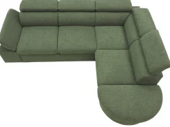 PGS Firenze Ecksofa rechts - mit Bettfunktion - Stoff oliv