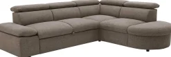 PGS Firenze Ecksofa rechts - mit Bettfunktion - kastaniener Stoff