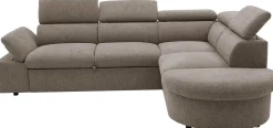 PGS Firenze Ecksofa rechts - mit Bettfunktion - kastaniener Stoff
