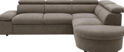 PGS Firenze Ecksofa rechts - mit Bettfunktion - kastaniener Stoff