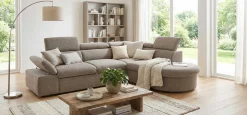 PGS Firenze Ecksofa rechts - mit Bettfunktion - kastaniener Stoff