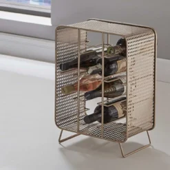 Flaschenhalter | 30 x 24 x 46 cm | Gold / Metall