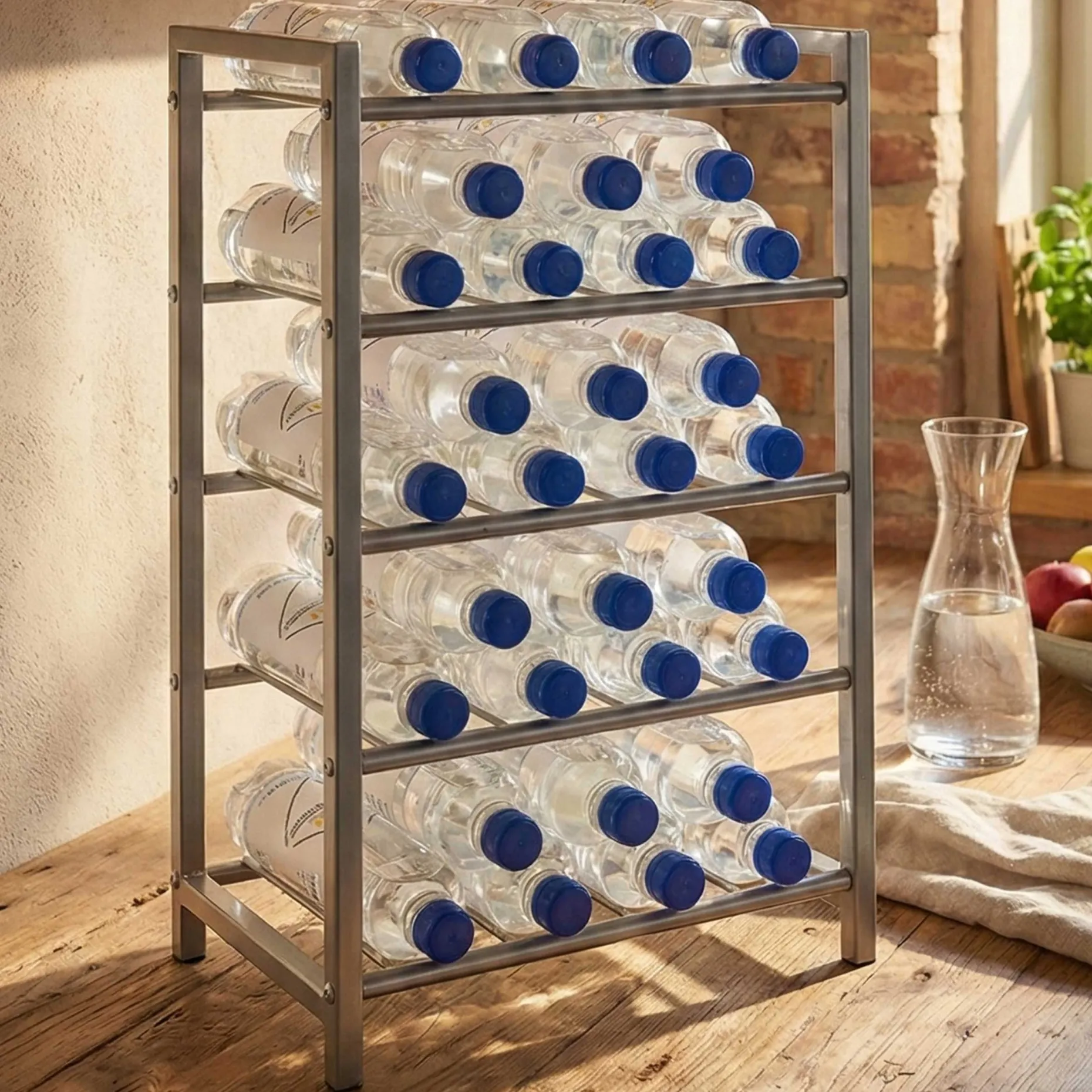 Flaschenhalter | 34 x 22 x 59 cm | Grau / Metall
