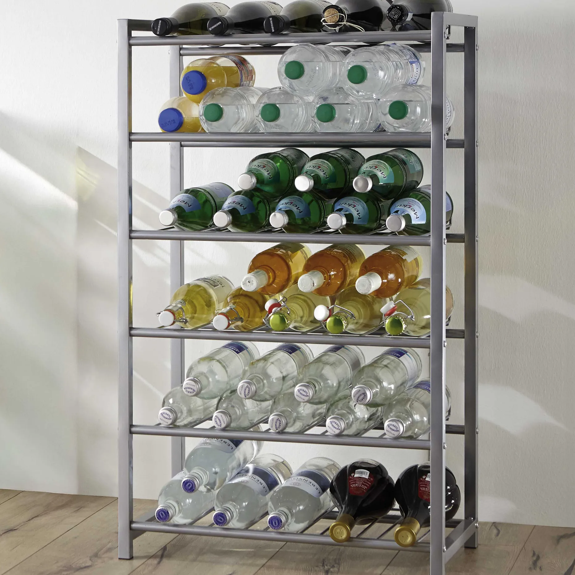 Flaschenhalter | 54 x 31 x 90 cm | Grau / Metall