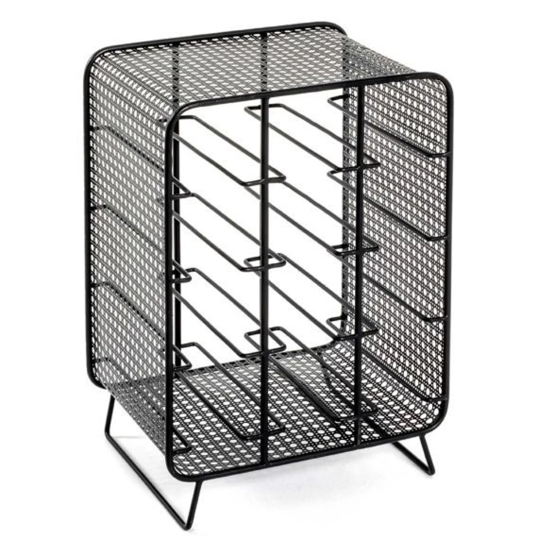 Flaschenhalter | 30 x 24 x 46 cm | Schwarz / Metall