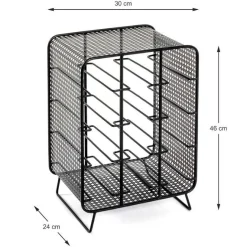 Flaschenhalter | 30 x 24 x 46 cm | Schwarz / Metall