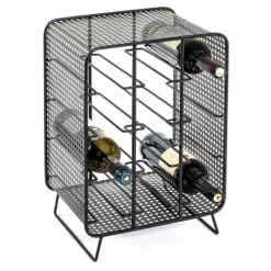 Flaschenhalter | 30 x 24 x 46 cm | Schwarz / Metall