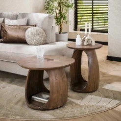 Emob Flow Solid M Beistelltisch: Acacia Glaze Brown